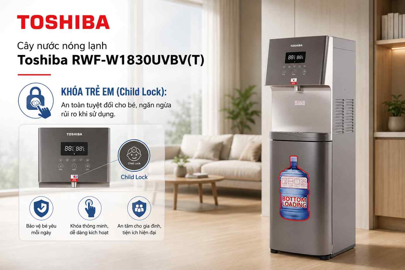Cây nước nóng lạnh Toshiba RWF-W1830UVBV(T)